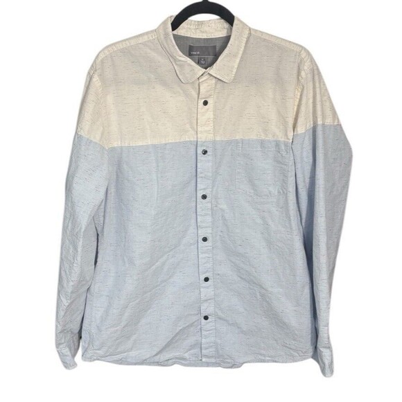 Vince Men’s Button Down Colorblock Shirt Space‎ Dye Size XL Flaw - Picture 1 of 6